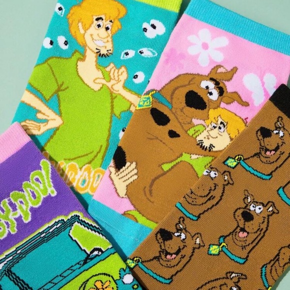 SCOOBY-DOO 4 Pairs Cute Dog Pattern Soft Breathable Sweat-Absorbent Socks - Picture 2 of 3